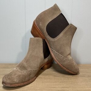 Boden Chelsea Boots Women US 9.5 Eu 41 Suede Leather Brogue Ankle Pull On CapToe